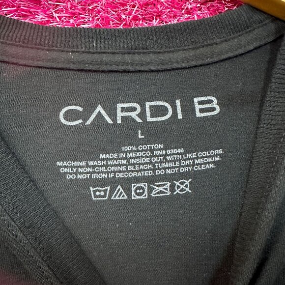 Cardi B Flowers Rap Black Tshirt size Large - Picture 4 of 4